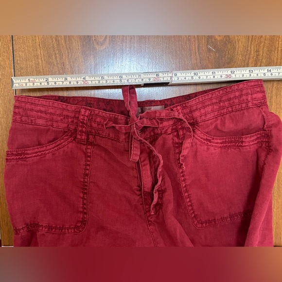 The Territory Ahead Women’s Linen-Cotton Roll-Up Pants - Red - Size 8 - Picture 9 of 10